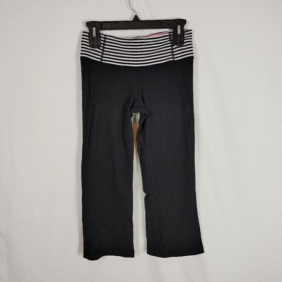 Lululemon Gather & Crow CropBlack / Classic Stripe Black White / Pink Size 6.Wa - Picture 2 of 7